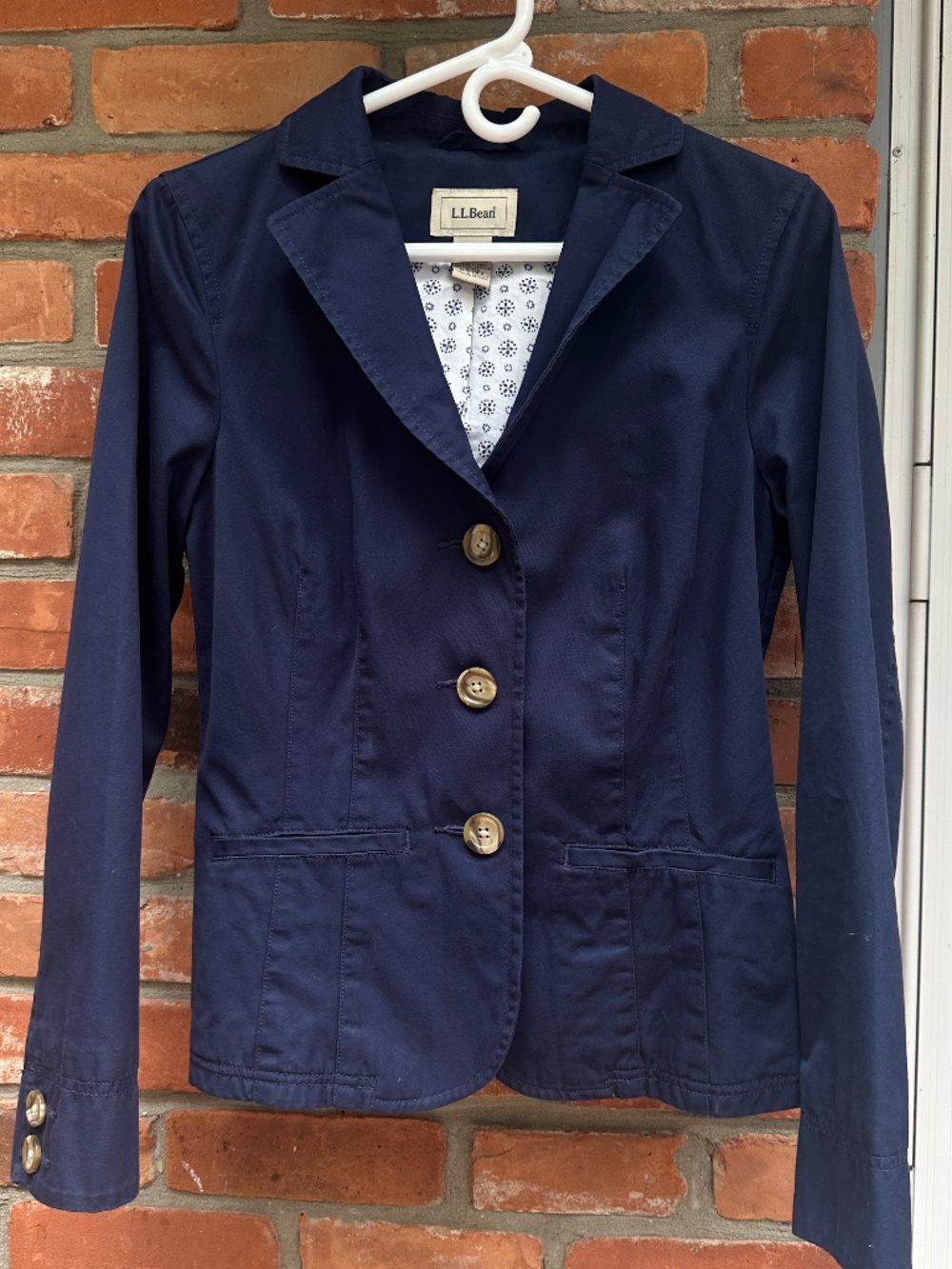 L.L. Bean Blazer Jacket Womens Blue Single Breasted Notch Lapel
